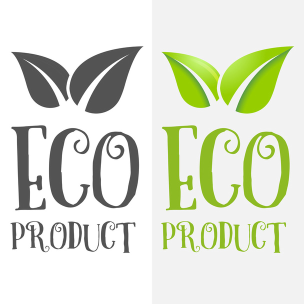 Logo, badge, label, logotype elements with leafs for web, business or natural products - Vektör, Görsel