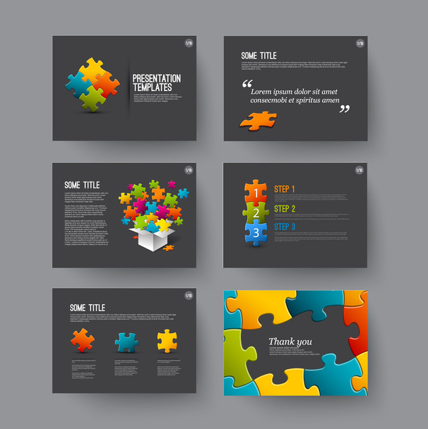 Presentation slides with puzzle pieces - Vector, Image