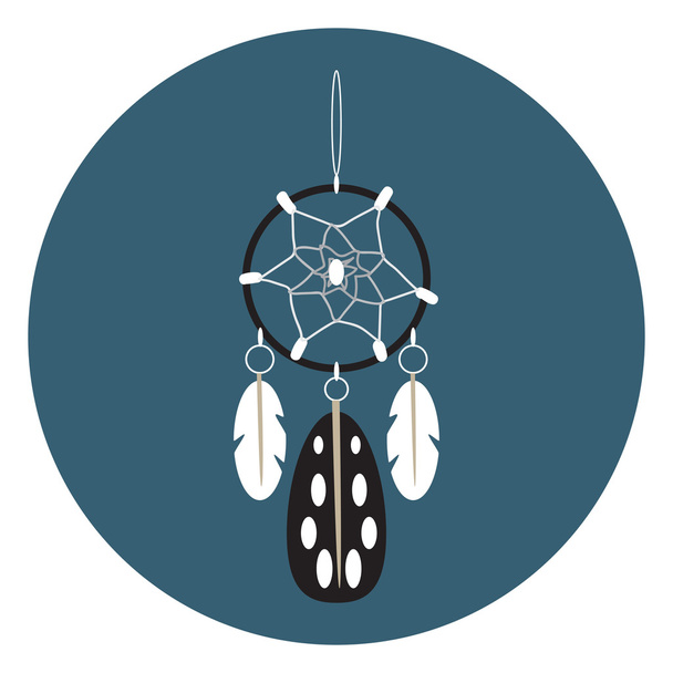 Dreamcatcher, feathers and beads. - Vector, Image