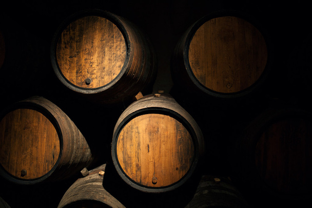 Wine Barrels in Cellar - Photo, Image