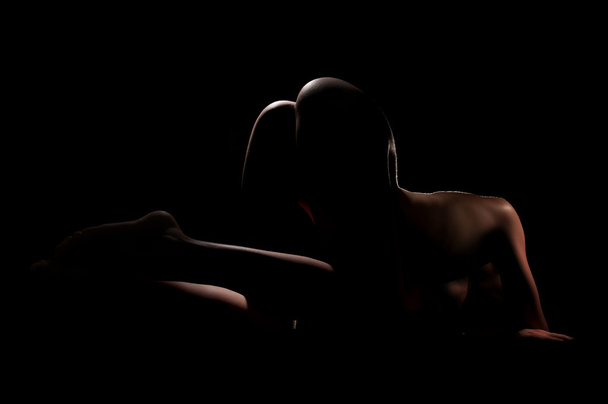 Сексуальна жінка ізольована на чорному тлі
 - Фото, зображення