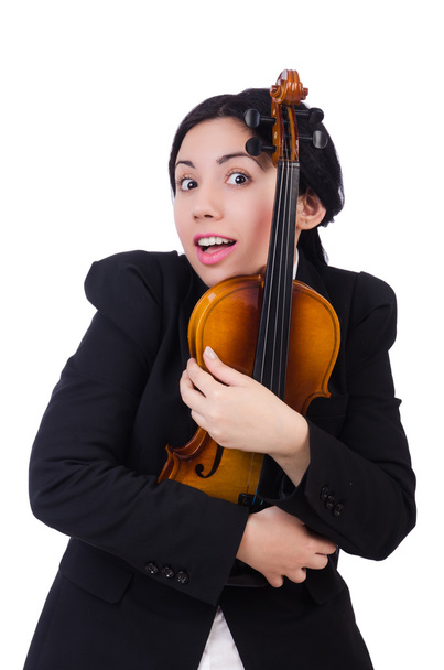 Жінка зі скрипкою на білому
 - Фото, зображення