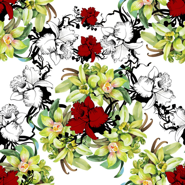 Floral background with orchid flowers - Foto, Bild