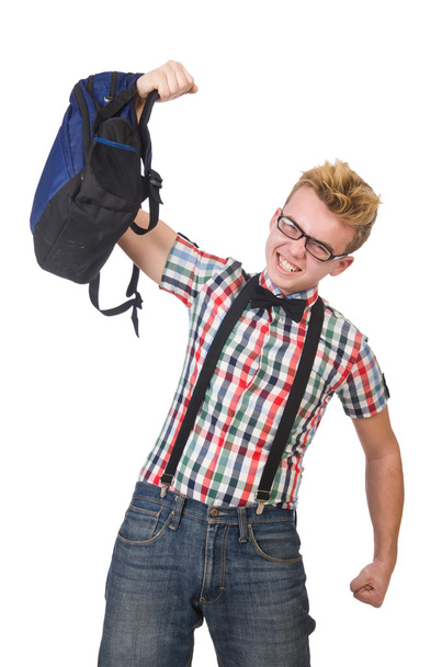 Studente con borsa pesante
 - Foto, immagini
