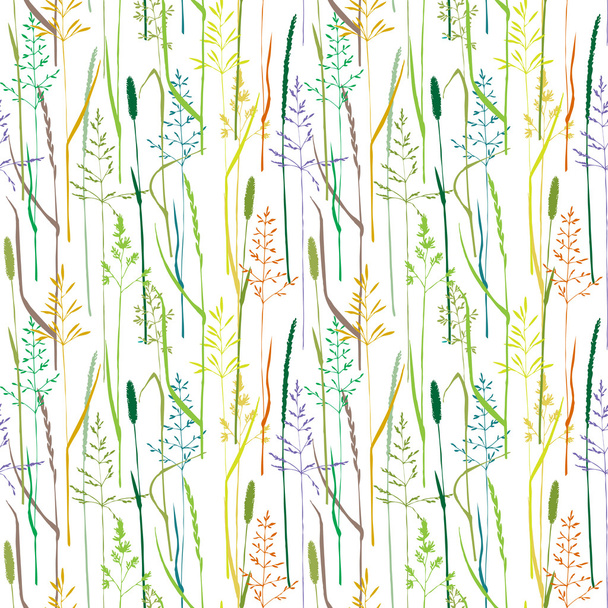 seamless pattern with grass silhouettes - Vector, afbeelding