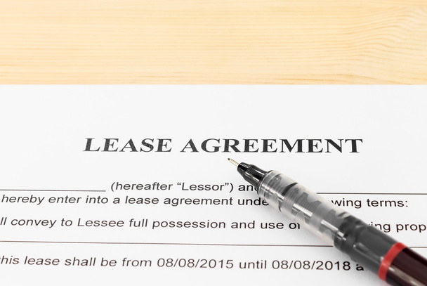 Lease Agreement Contract Document and Pen Horizontal View - Fotó, kép