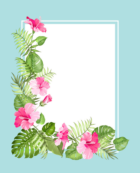 Tropical flower garland. - Vetor, Imagem