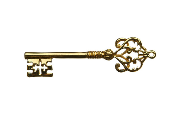 Gold ornate skeleton key - Foto, afbeelding