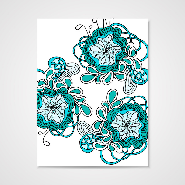 Hand-drawn pattern with abstract flowers. - Wektor, obraz
