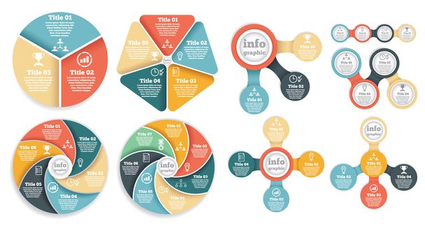 Set di business circle info grafico, diagramma, presentazione in passi
 - Vettoriali, immagini