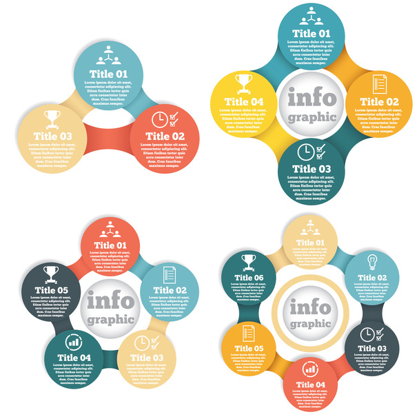 Set of business circle info graphic, diagram, presentation in steps - Vector, Imagen