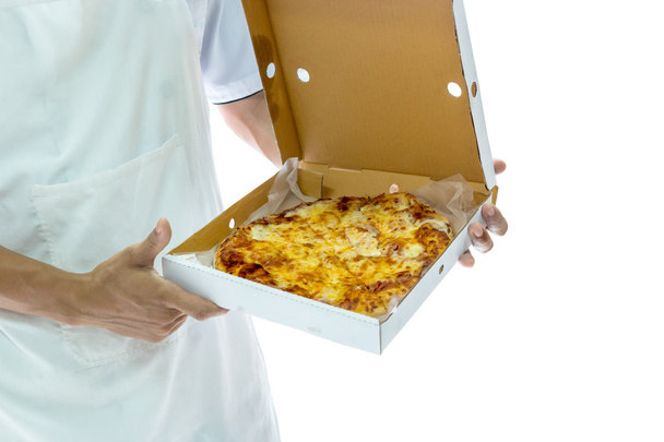 chef holding open boxes of pizza - Φωτογραφία, εικόνα