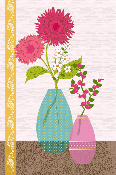 flowers in glass vases - Vector, Image