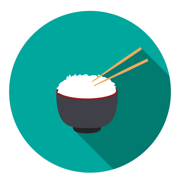 bowl of rice with pair of chopsticks - Vector, Image