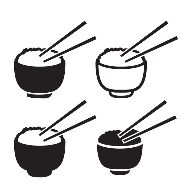 Set di ciotola di riso con coppia di bacchette icona
 - Vettoriali, immagini