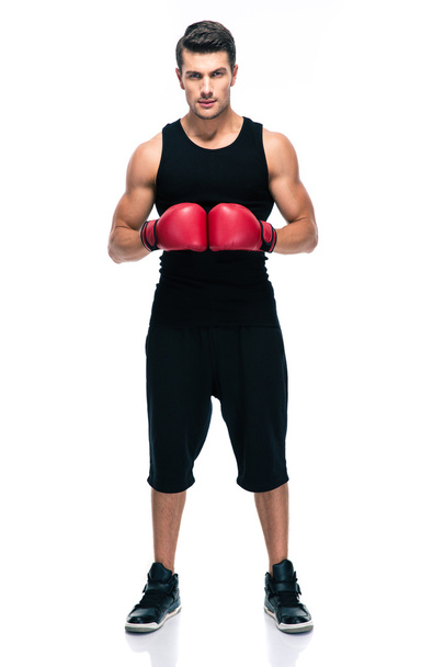 Sports man with red boxing gloves - Fotoğraf, Görsel