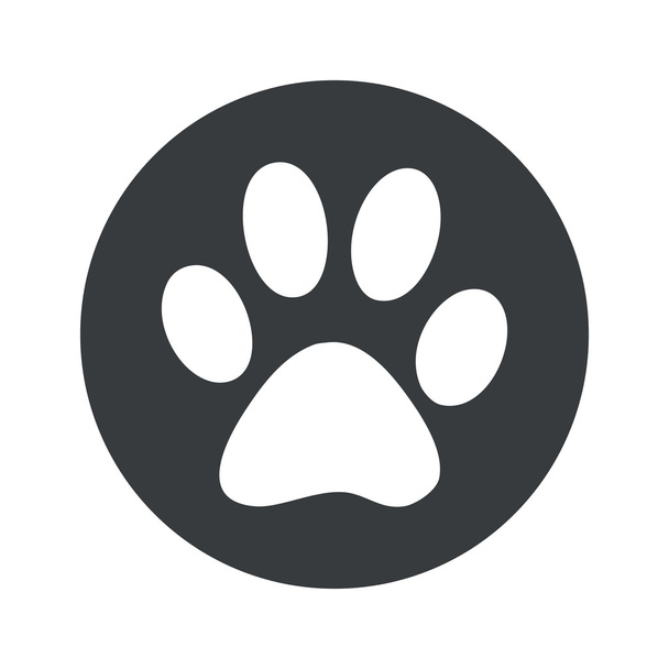 Monochrome round paw icon - Vector, Image