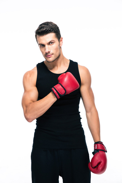 Handsome sports man with boxing gloves - Foto, Imagen