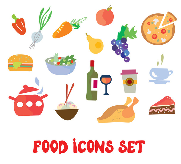 Food Icons Set - lustiges Design - Vektor, Bild