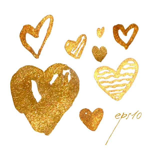 glamour gold hearts set - Vector, Image