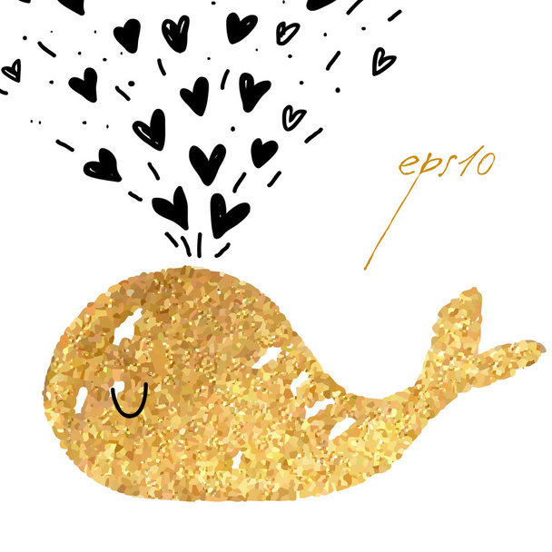 Greeting card for the holiday with a whale - Vector, afbeelding