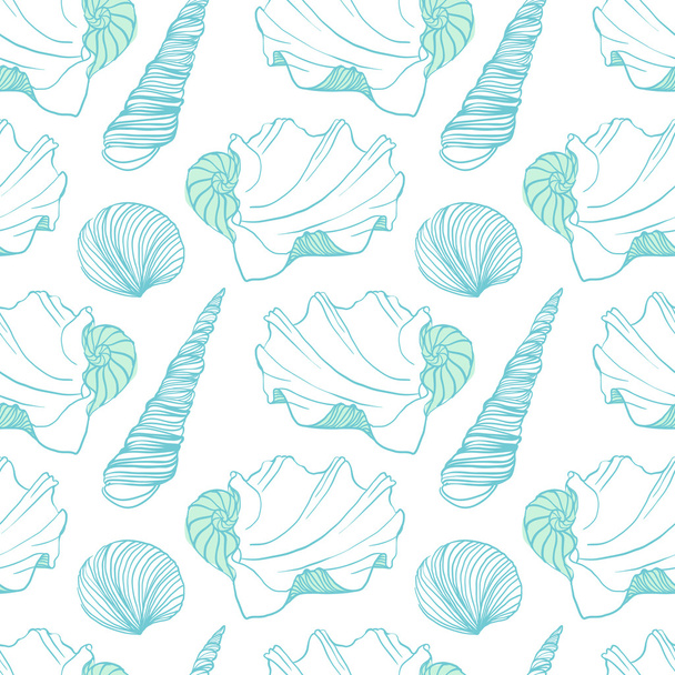 Seamless pattern with sea shells - Vector, Image