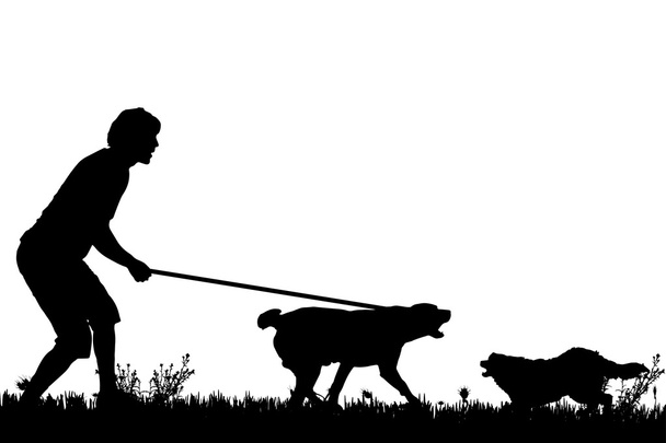 silhouette d'un homme avec un chien. - Vecteur, image