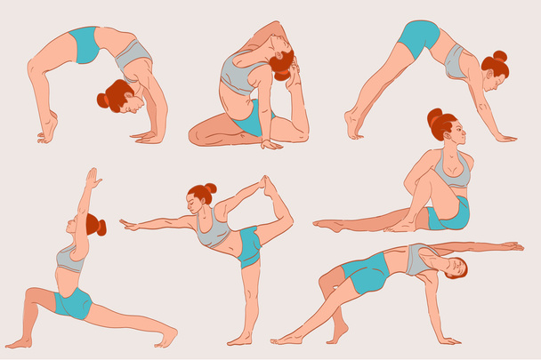 Exercices de yoga. Yoga des femmes
 - Vecteur, image
