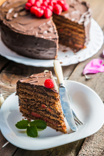 Homemade cake with fresh raspberries - Foto, Imagem