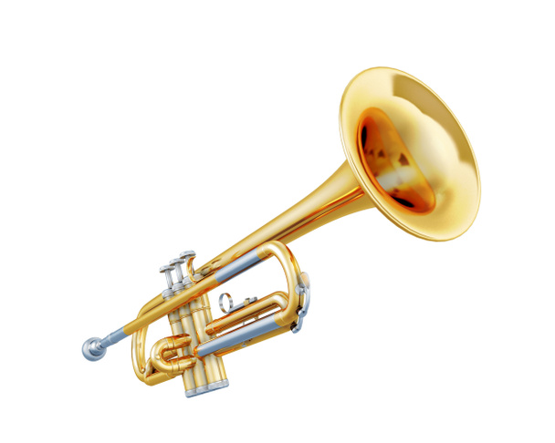 Trumpet isolated on a white - Photo, Image