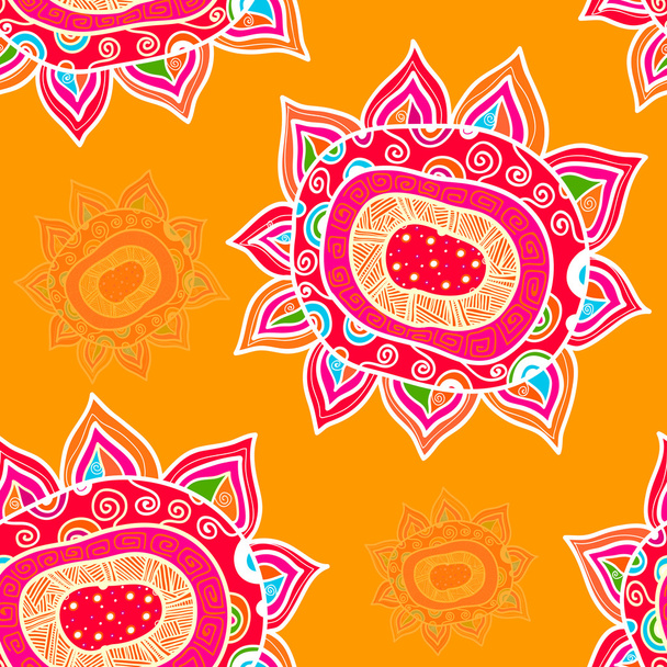 Abstract ethnic flowers background - Vector, Image