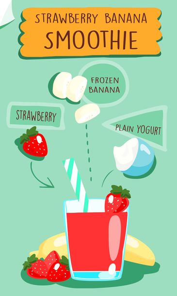 Strawberry smoothie recipe vector  - Vecteur, image