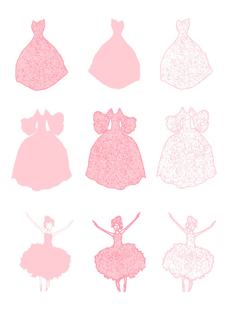 ballerinas and dresses icons set - Vektor, obrázek