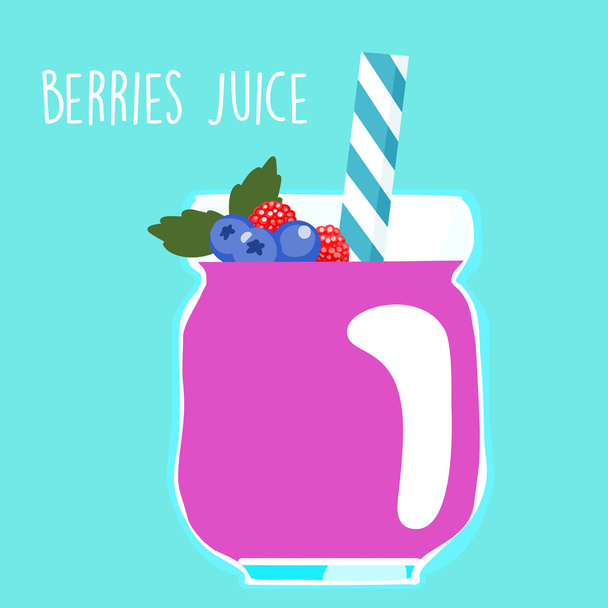 fresh berries juice in glass vector  - Vettoriali, immagini