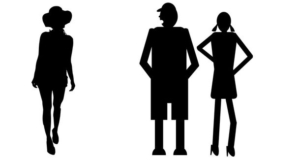 funny people silhouettes - Vector, Image