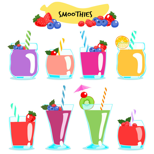many kind of healthy and delicious smoothies vector  - ベクター画像