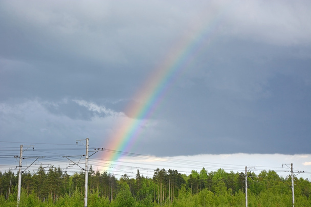 曇り空の虹 - 写真・画像
