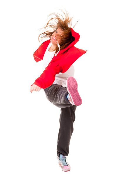 Slim athletic girl dancing hip-hop - Foto, Imagen