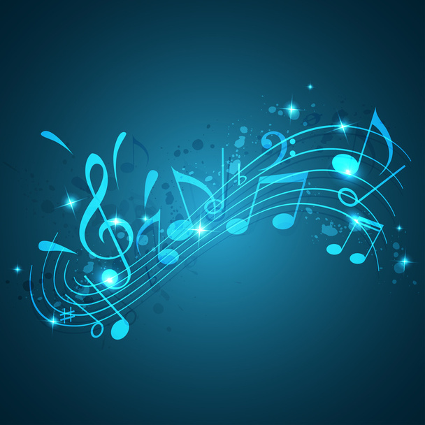 Blue music background - Vector, Image