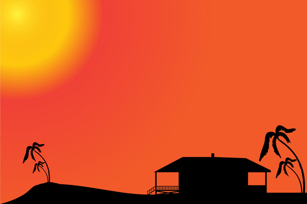house on the beach at sunset. - Vector, Image