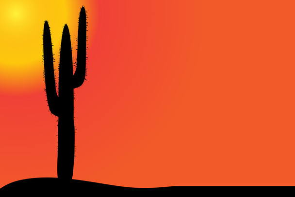 Kaktusz a sivatagban, a naplemente. - Vektor, kép