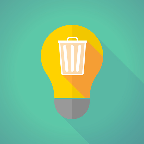 long shadow light bulb with a trash can - Vector, afbeelding