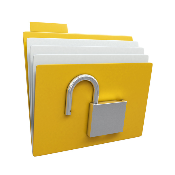 Folder with opened padlock - Foto, afbeelding