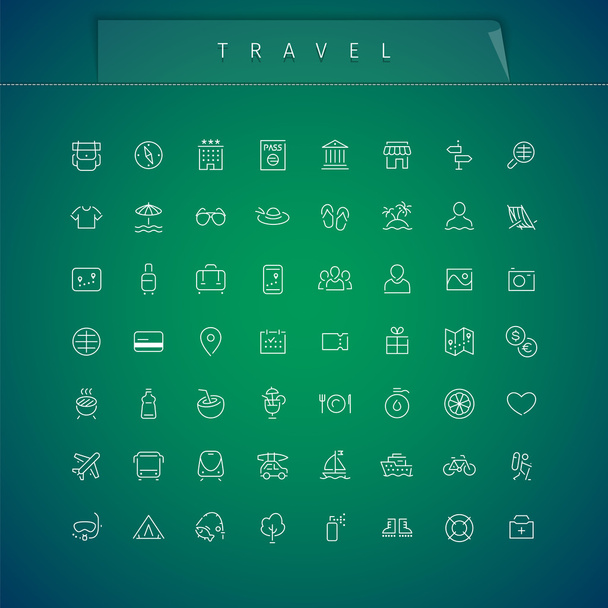 Travel and Vacation Thin Icons Set - Vektor, kép