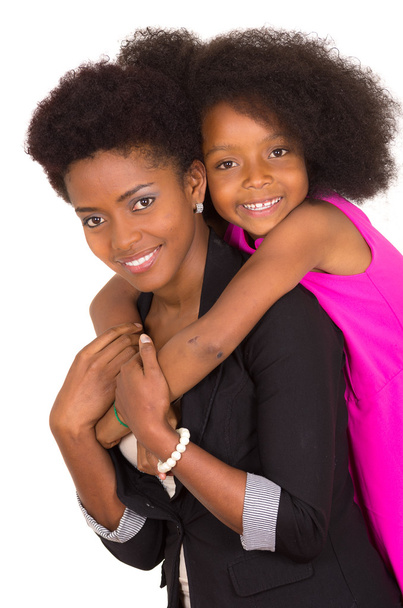 Black mother daughter posing happily - Photo, Image
