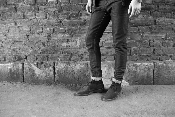 Confident man posing in selvedge  jeans - Foto, immagini