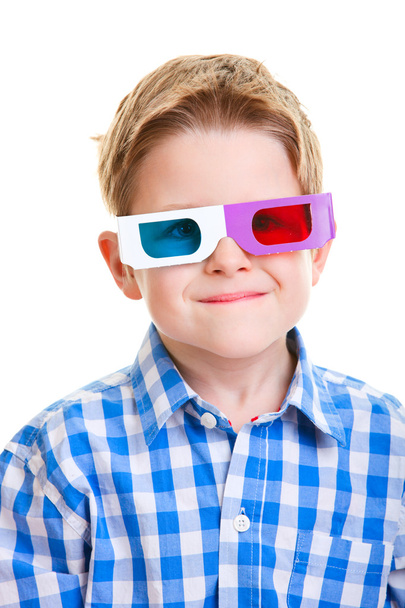 Cute boy wearing 3D glasses - Valokuva, kuva