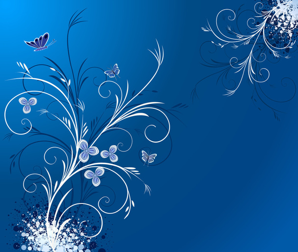 Floral blue vector background - Vector, afbeelding