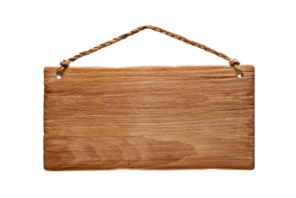 dřevěné vývěsní štít visící z lana - Fotografie, Obrázek