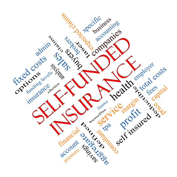 Self Funded Insurance Word Cloud Angled - Foto, afbeelding